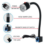 LED Machine Tool Work Light 3W 6W 9W Flexible Hose Arm Magnetic Screw Base CCC