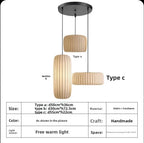 Modern Japanese Wabi-Sabi Fabric Silk E26 E27 Pendant Lamp Dimmable AC 90-260V Living Dining