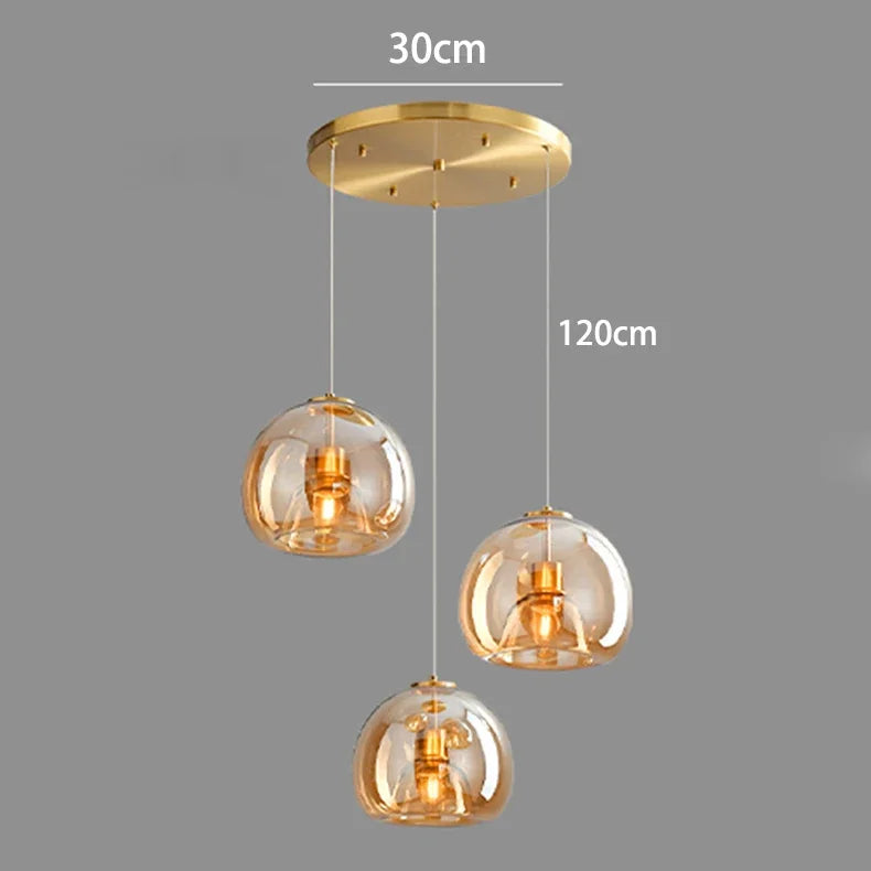 Modern Glass Ironware LED Pendant Chandelier 1 3 5 Heads 9-45W 3-Mode AC 90-240V