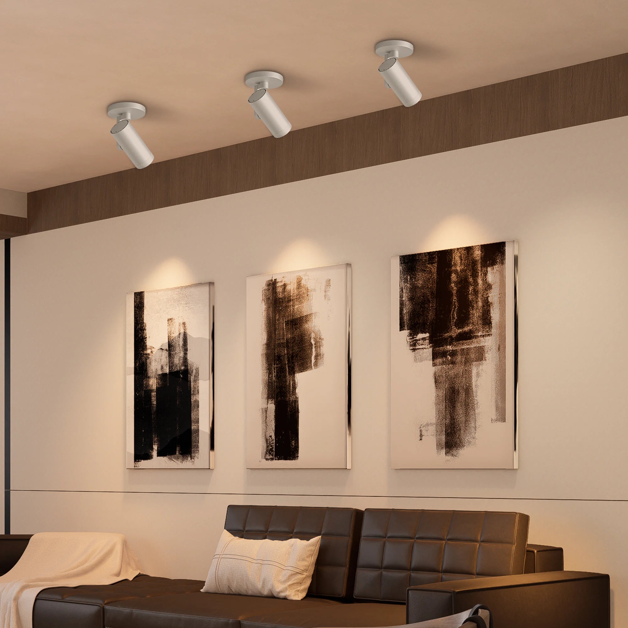 Dimmable Zoomable COB LED Ceiling Spotlight 10 to 55 Degree Adjustable Beam Frosted Aluminum Surface Mounted AC 90-260V