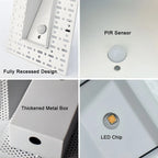 Frameless LED Recessed Step Stair Wall Light 3W PIR Motion Sensor or No Sensor AC 100-240V Warm White Natural White Cool White White Black Indoor