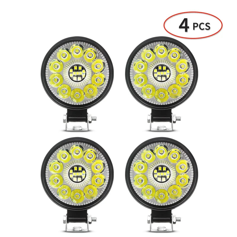 3-Inch 63W LED Work Light IP67 DC 9-32V Spot 30° Flood 60° 6300lm 6000K Stainless Bracket