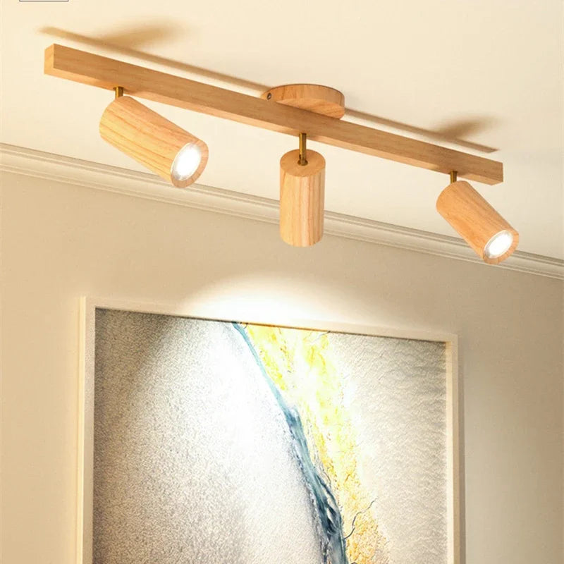 Modern Wood Ceiling Spotlight 5W 10W 15W 20W E26 1 2 3 or 4 Head Surface Mounted Adjustable AC 90-260V Kitchen Dining Room Bedroom