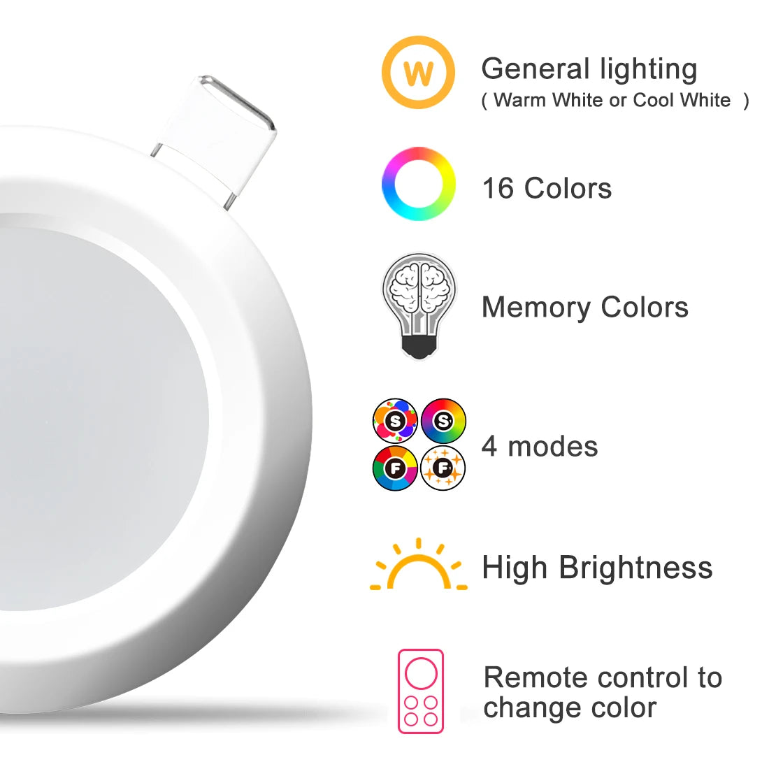RGB LED Recessed Downlight 10W 15W 16 Colors IR Remote Control 90 Degree Aluminum AC 90-220V KTV Bedroom Living Room Ceiling Spot