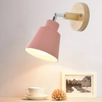 Nordic Wooden E26 E27 Wall Lamp 350-Degree Rotatable 6 Colors EU UL Plug Bedroom Living Room