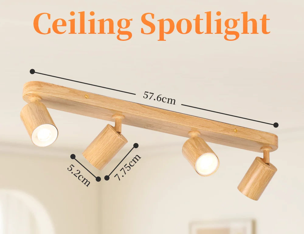 Wood Grain GU10 LED Ceiling Spotlight 25W Max 350 Degree Horizontal 90 Degree Vertical Adjustable AC 85-265V Single or Double Head Foyer Bedroom Kitchen