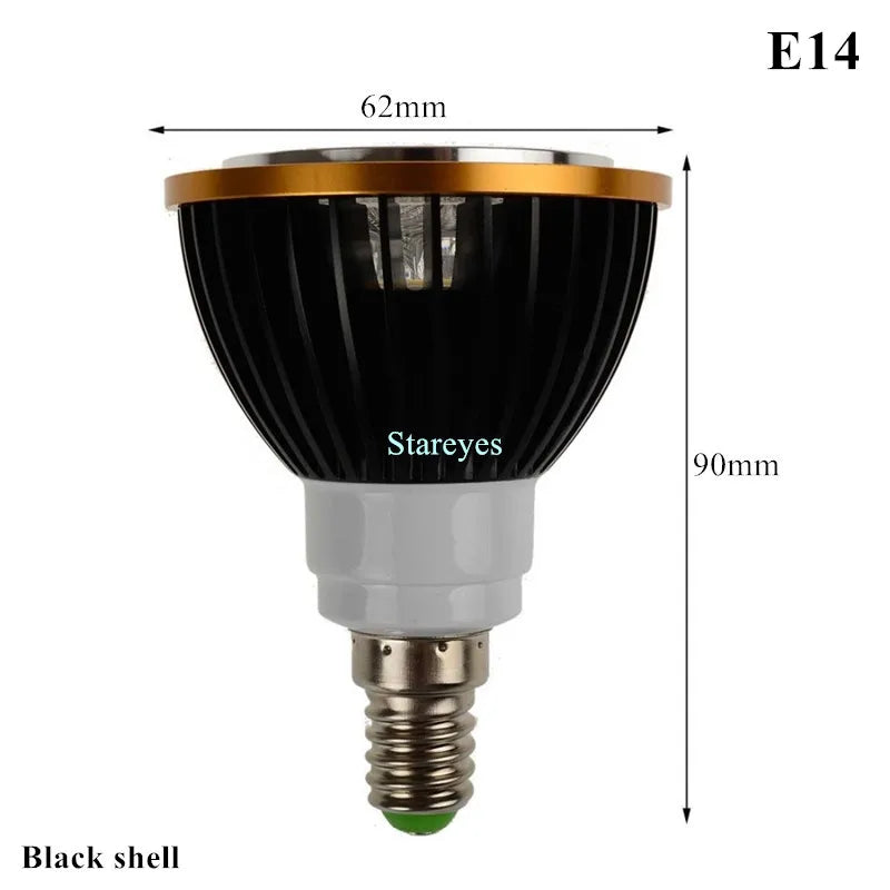 PAR20 COB LED Spotlight 3W 5W 7W E27 GU10 B22 E14 CRI 72+ 120° AC 85-265V Black Silver
