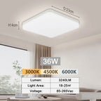 Ultra-Thin LED Flush Mount Ceiling Light 48W 6500K Square Iron Acrylic AC 90-260V