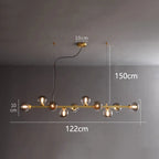 Modern Multi-Head Glass Pendant Chandelier 8 10 12 Heads 72-106W 4-Mode AC 90-240V