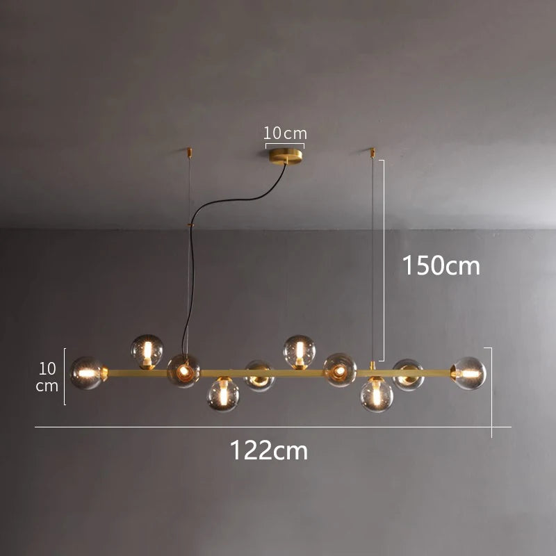 Modern Multi-Head Glass Pendant Chandelier 8 10 12 Heads 72-106W 4-Mode AC 90-240V