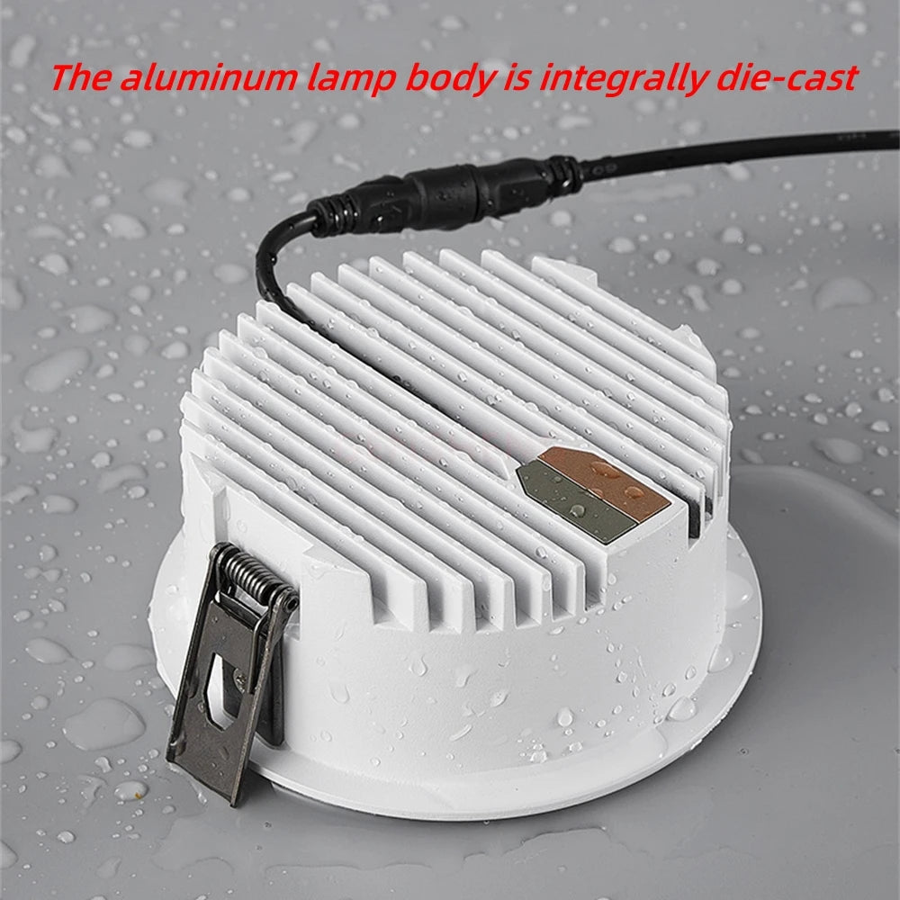 Dimmable Epistar LED Recessed Downlight CRI 90+ 110lm/W PF 0.95 AC 90-260V Ivory Brushed