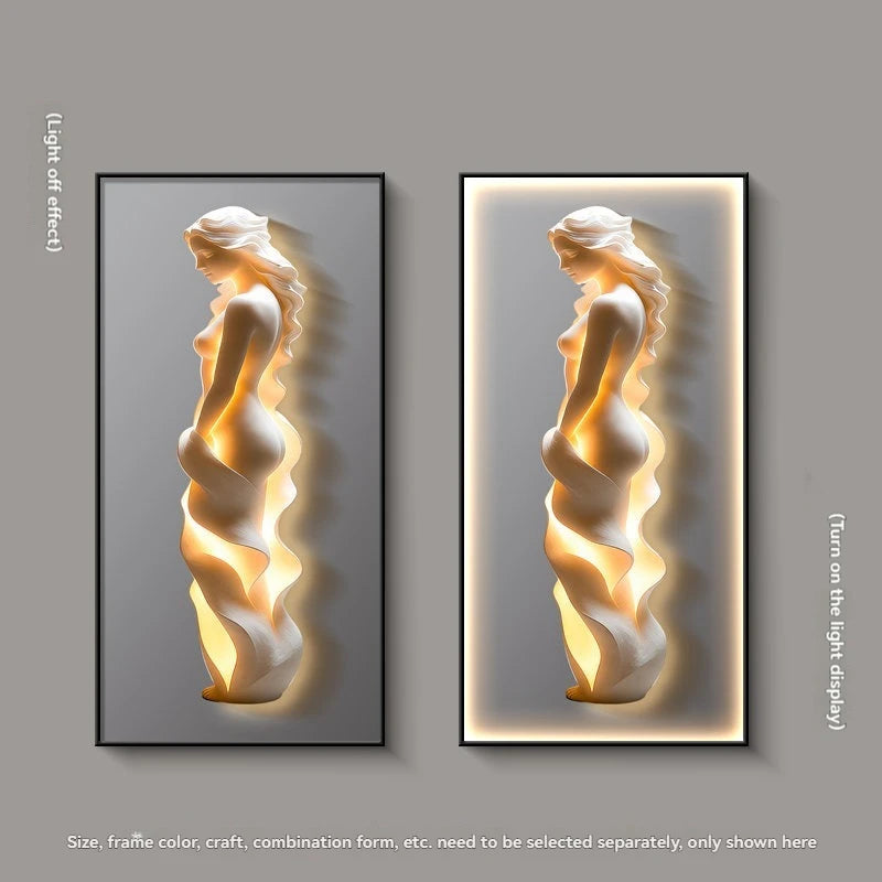 Modern Abstract Painting LED Wall Lamp Crystal Dimmable Remote AC 90-260V Living Room