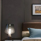 Cement Glass Table Lamp E14 D20cm H30cm Smoky Gray Amber AC 85-265V Bedside Desk Lamp