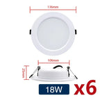LED Recessed Downlight 5W 9W 12W 15W 18W Epistar DC12V DC24V AC110-220V 120° 6 Pack