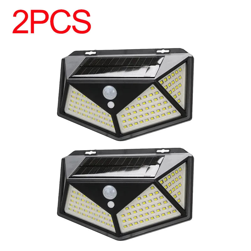 Solar LED Outdoor Wall Light 100 LED PIR Motion Sensor IP65 Waterproof 4-Mode Garden