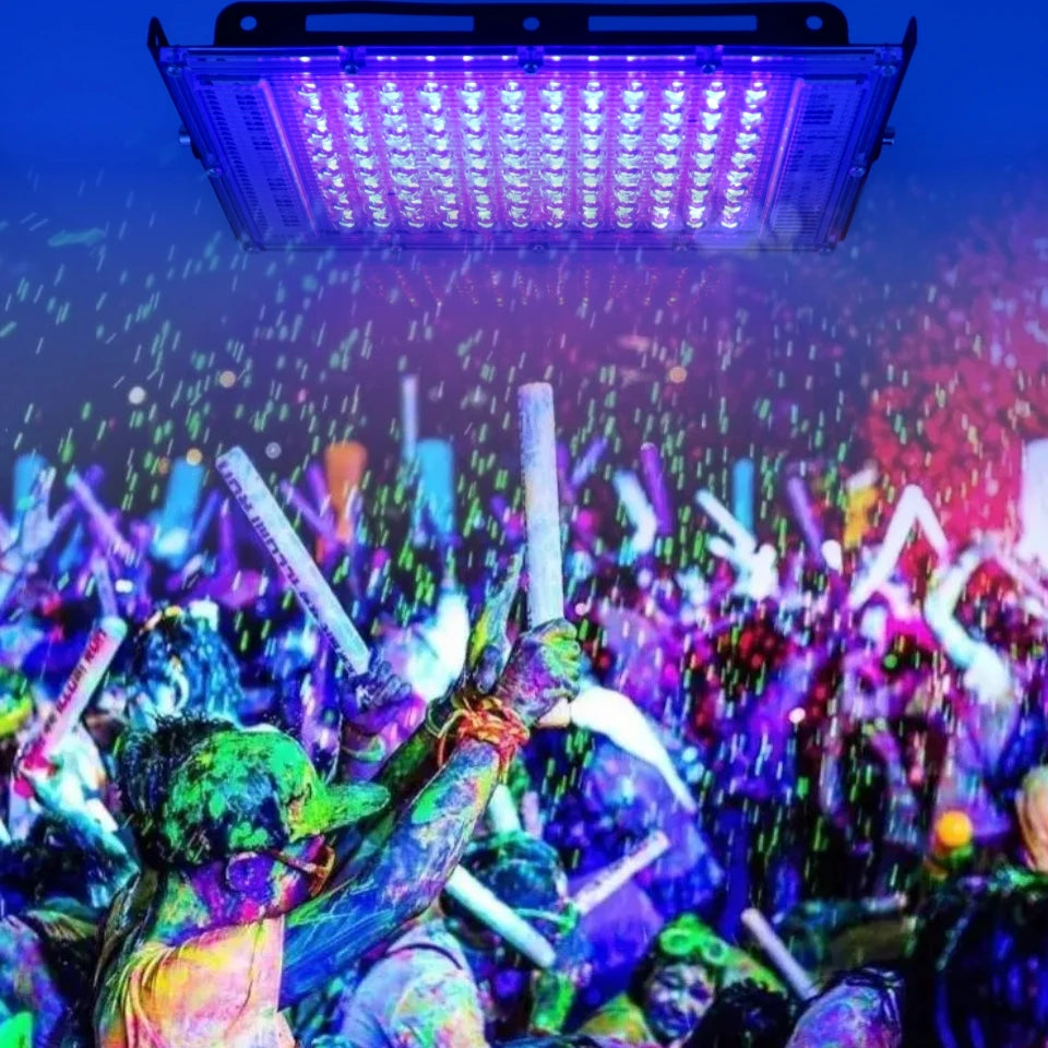 UV LED Flood Light 50W 100W 395-400nm IP65 AC 110V Body Paint Party Stage Lamp
