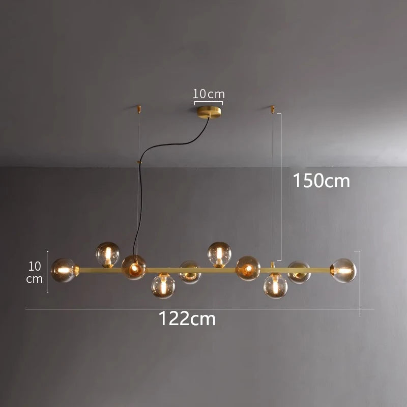 Modern Multi-Head Glass Pendant Chandelier 8 10 12 Heads 72-106W 4-Mode AC 90-240V
