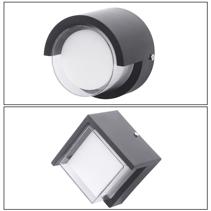IP65 LED Outdoor Wall Lamp 5W 6W AC 85-265V 5.78 x 3.93 x 3.14 inch ABS Moisture Resistant Contemporary Porch Balcony Garden Black