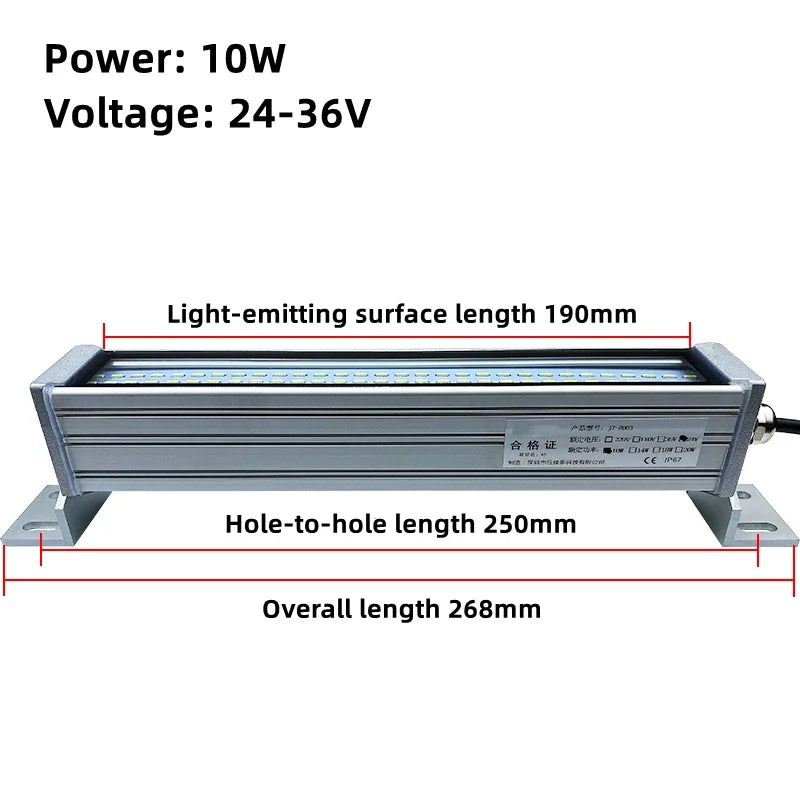 IP67 LED Machine Tool Work Light 10W to 40W Explosion Proof Waterproof Aluminum Alloy Tempered Glass AC 110-240V or DC 24-36V CNC Lathe Workshop