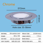 IP65 Mini Slim LED Recessed Downlight DC 12V 24V 3W 5W SMD 2835 304 Stainless Steel