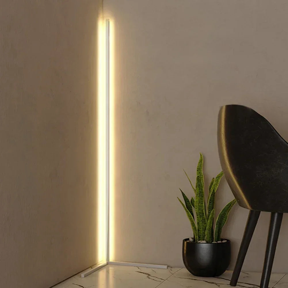 LED Corner Floor Lamp 16-20W DC 12V AC 100-240V 142cm 5050 120 LED Touch Switch Aluminum Iron Acrylic White Black Warm White Cool White Remote