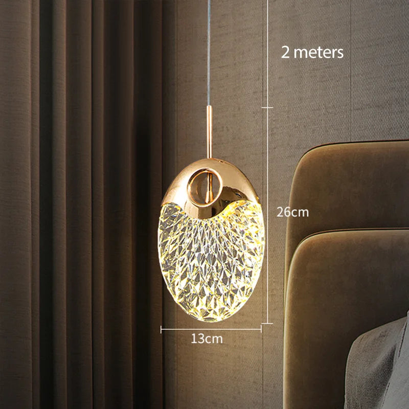 Nordic LED Pendant Light Acrylic Iron Plated Single Cord Ceiling Lamp 90-260V