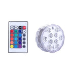 IP68 Submersible LED Pool Light 10 LED RGB 16 Colors Remote Control Battery Powered 2.4W Vase Fish Tank Pond Party 7x7x2.8cm