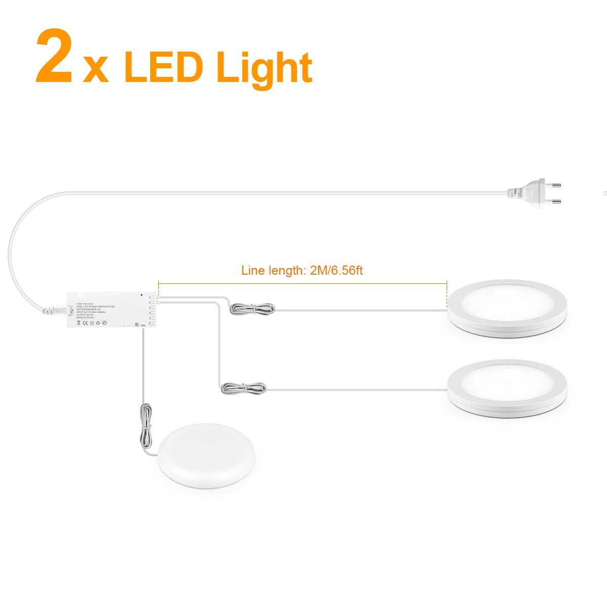 5W 12V Ultra-Thin LED Cabinet Puck Light Dimmable Touch Sensor Through-Wood AC 100-240V