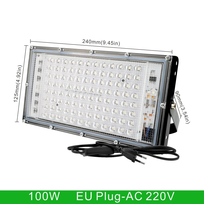 50W 100W UV LED Flood Light 395-400nm IP65 AC 110-220V US EU Plug Party Stage Blacklight