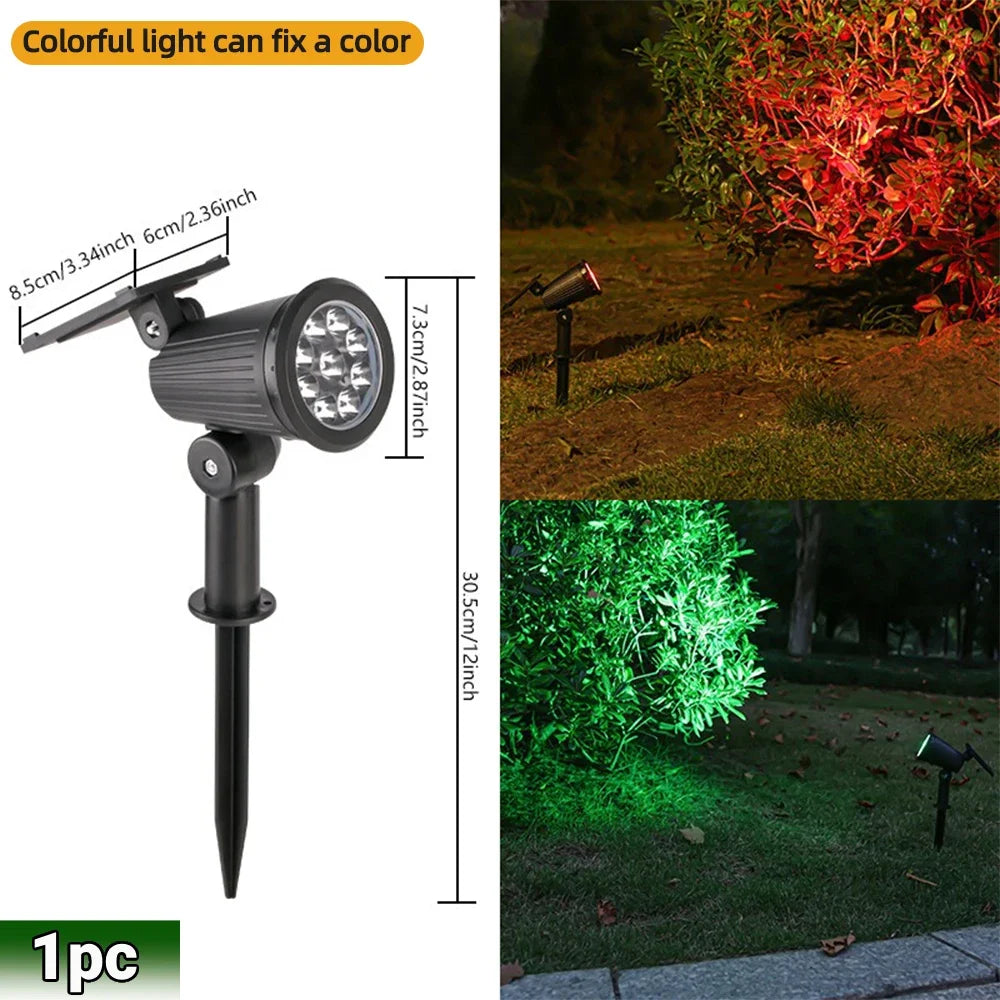 Solar LED Spotlight IP65 Waterproof 9 LED RGB 3 Lighting Modes 180 Degree Adjustable ABS Stake or Wall Mount Garden Yard Landscape