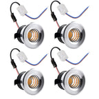4-Pack 3W DC 12-24V COB LED Recessed Spotlight 300lm 60° CRI 80+ 37mm 30-35mm Cutout