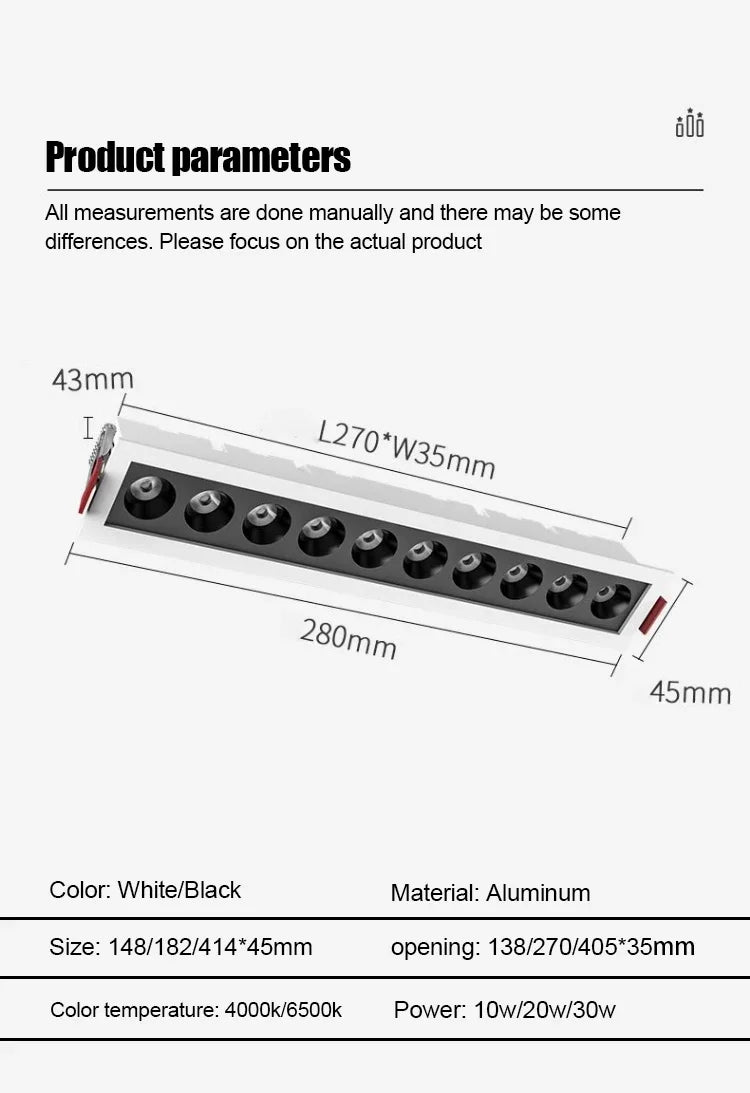 Modern Rectangle LED Ceiling Downlight Recessed Light