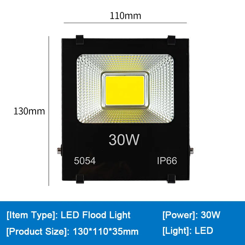 LED Flood Light 10W 20W 30W 50W 70W 100W 200W IP66 180° Cool White AC 110-240V Aluminum
