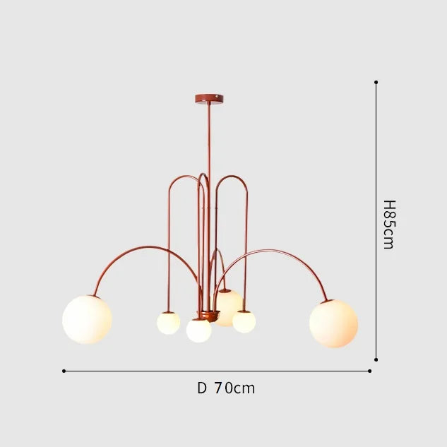 Nordic Minimalist G9 Pendant Chandelier Iron Frosted Glass Black Gold Red 90-260V