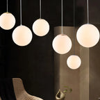 Nordic Glass Ball Pendant Light 10-40cm E27 G9 White Iron AC 90-260V 120cm Wire 3-5m²