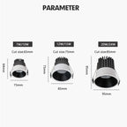 Dimmable COB LED Recessed Downlight 7W 10W 12W 15W 20W 24W Selectable Beam CRI 90+ 85-265V