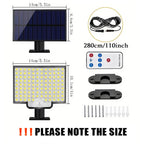 Solar LED Motion Sensor Flood Light 106 LED 3500lm 360 Degree Sensor 5 to 8 Meter Range Remote Control Outdoor Security Wall Lamp