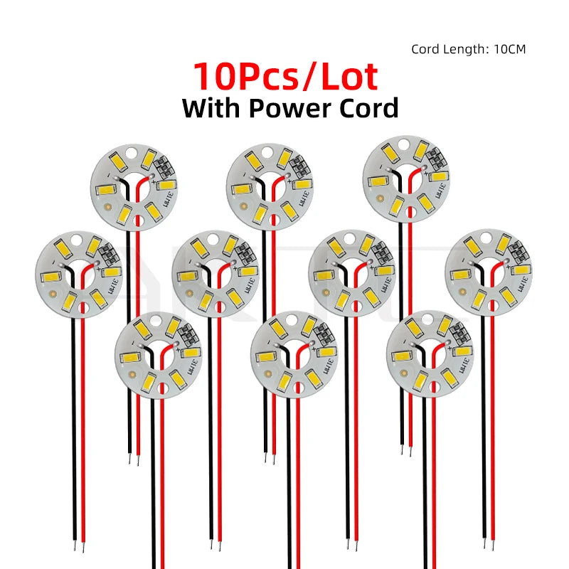 5V DC LED Light Board SMD5730 ≤3W 6 LEDs D31mm 9-Color 10-Pack Aluminum Substrate RoHS
