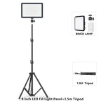 8/12 Inch LED Photography Video Panel Light 12W 15W 1700lm CRI 85+ 2800-7000K 5V USB-C Tripod