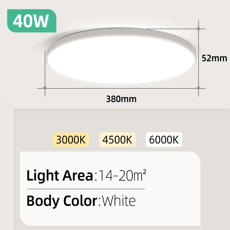 Ultra-Thin LED Surface Ceiling Light 10W 15W 20W 30W Square Round CRI 90+ AC 90-265V