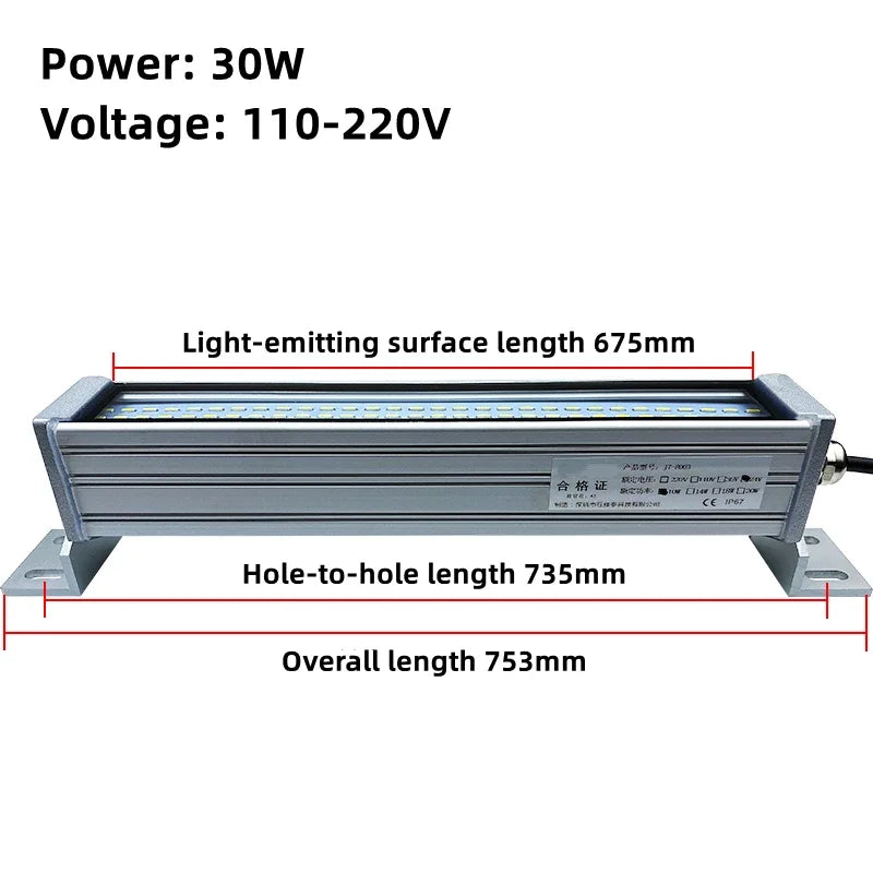 IP67 LED Machine Tool Work Light 10W to 40W Explosion Proof Waterproof Aluminum Alloy Tempered Glass AC 110-240V or DC 24-36V CNC Lathe Workshop
