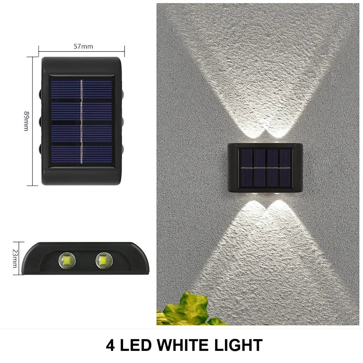 Solar LED Wall Lamp IP65 Waterproof Up and Down Light ABS PC Polycrystalline Panel Auto Dusk to Dawn Garden Yard Balcony
