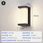20W IP65 LED Outdoor Wall Lamp Radar Motion Sensor 3-6m AC 85-265V Black ABS Porch Garden