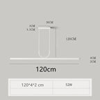 Nordic Long LED Pendant Light Iron 80cm 100cm 120cm 150cm Black White Kitchen Island 90-260V