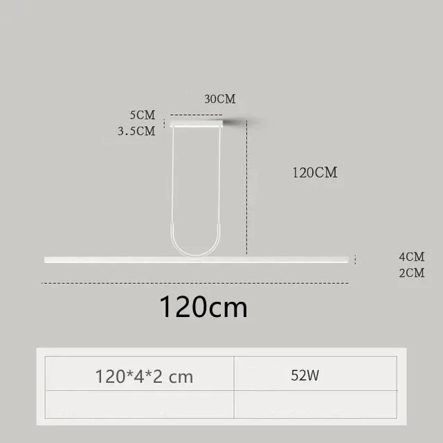 Nordic Long LED Pendant Light Iron 80cm 100cm 120cm 150cm Black White Kitchen Island 90-260V