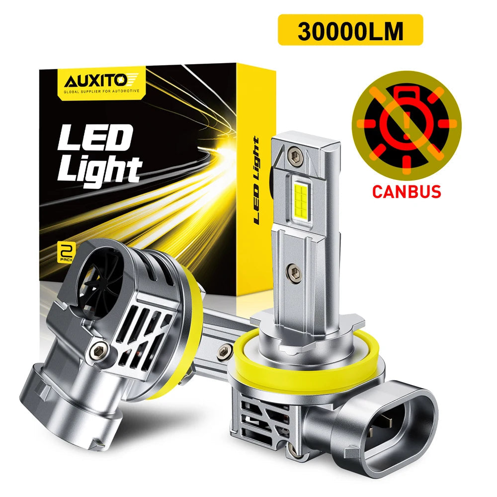 AUXITO M6S H8 H9 H11 9005 9006 HB3 HB4 LED Headlight 30000lm 60W Canbus 9-18V 2 Pack