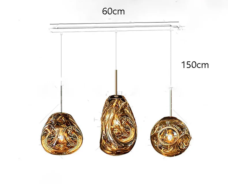 Modern Glass Iron Pendant Chandelier 3-21 Heads Round Linear Black Silver Gold AC 90-265V