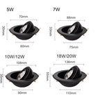 Dimmable COB LED Recessed Downlight 360 Degree Rotating 5W 7W 9W 12W Aluminum Knob Switch AC 85-265V Indoor Ceiling Spot