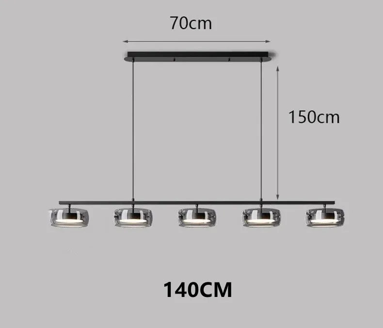 Nordic Multi-Head Glass Pendant Lamp 3 4 5 6 Heads 45-90W 3-Color Switchable AC 90-265V