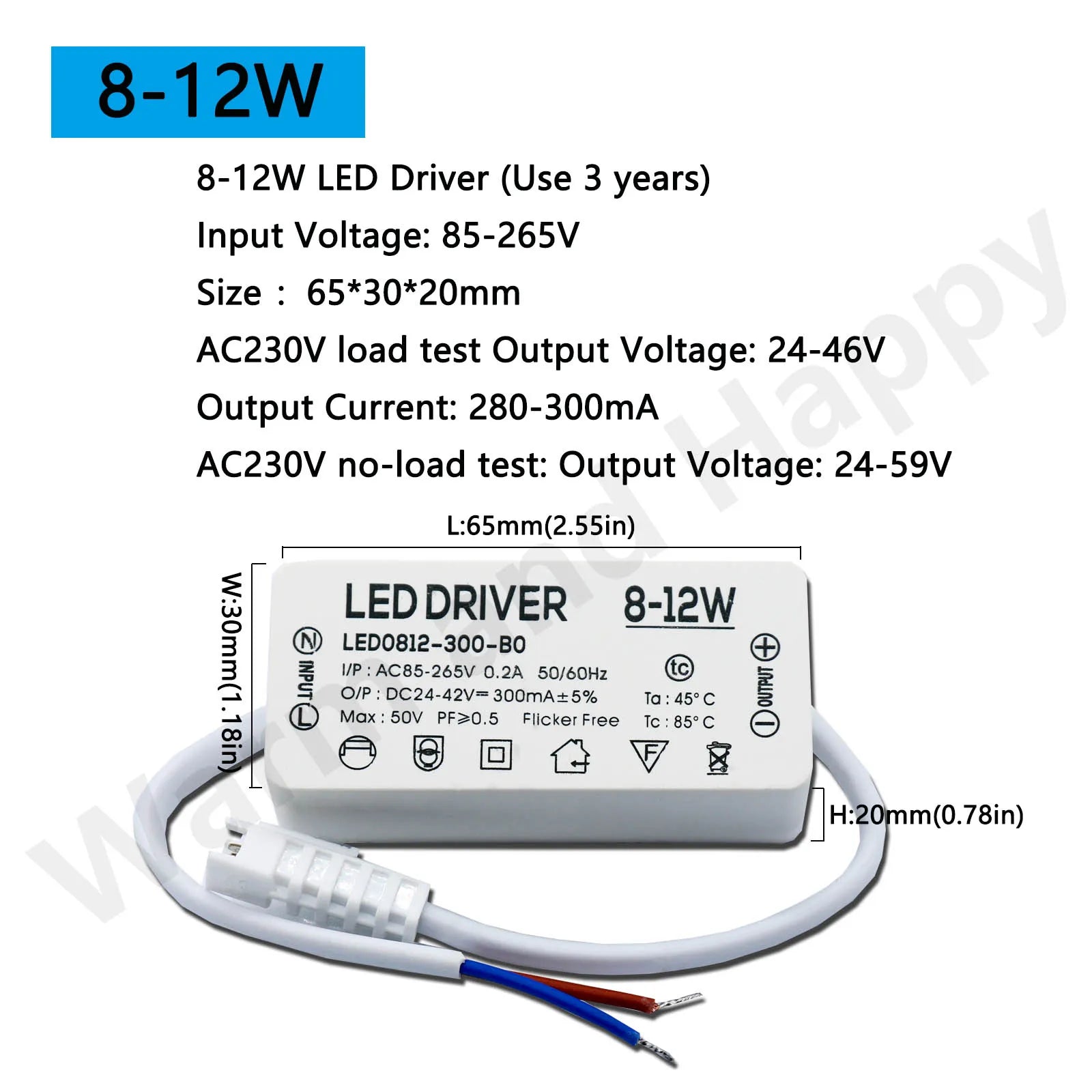 Isolated Constant Current LED Driver 280-300mA 1-3W to 25-36W AC 85-265V Aishi IC OVP